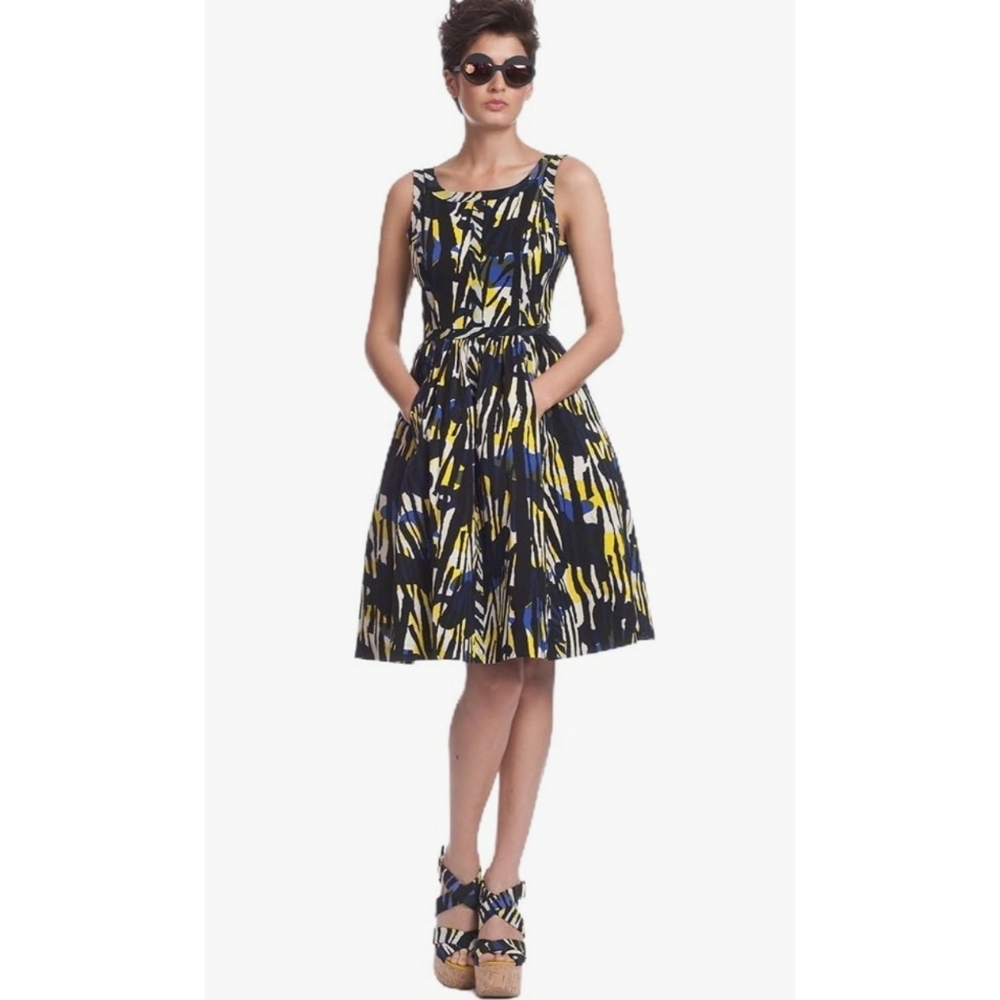 Tracy Reece Modern Camo Print Sleeveless Fit  And Flare Dress